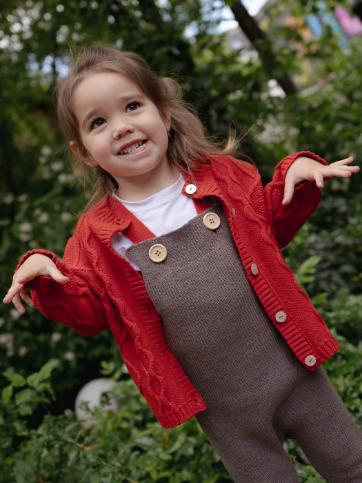 Cardigan Nostalgia Portocaliu din lână merinos [4]