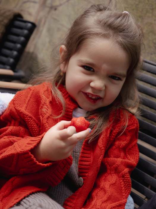 Cardigan Nostalgia Portocaliu din lână merinos [2]