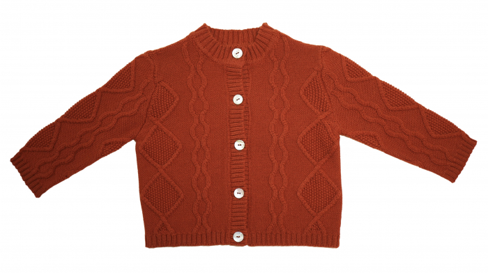 Cardigan Nostalgia Portocaliu din lână merinos [5]
