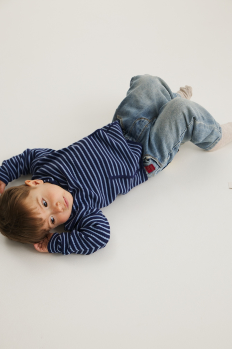 Hoodie Koala with Stripes in Blue merino wool [2]