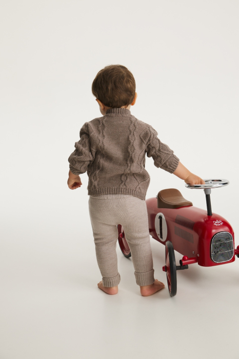 Pantaloni Noah Bej din lână merinos [3]