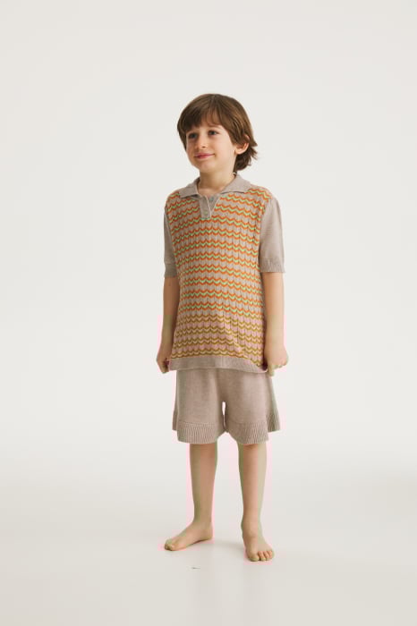 Pantaloni Tricotați Roona Bej din Vâscoză și Merino [3]