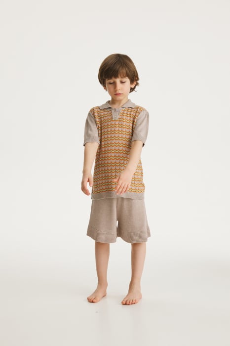 Pantaloni Tricotați Roona Bej din Vâscoză și Merino [2]