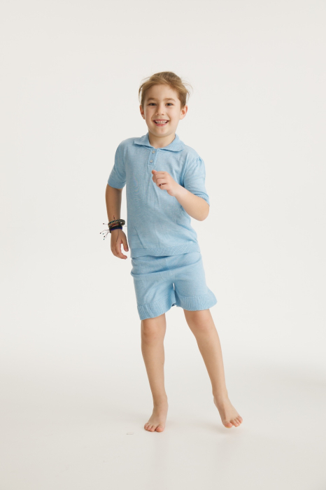 Pantaloni Tricotați Roona Bleu din Vâscoză și Merino [4]