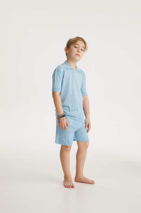 Pantaloni Tricotați Roona Bleu din Vâscoză și Merino [3]