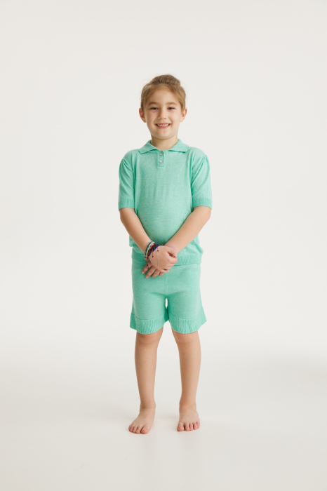 Pantaloni Tricotați Roona Turcoaz din Vâscoză și Merino [2]