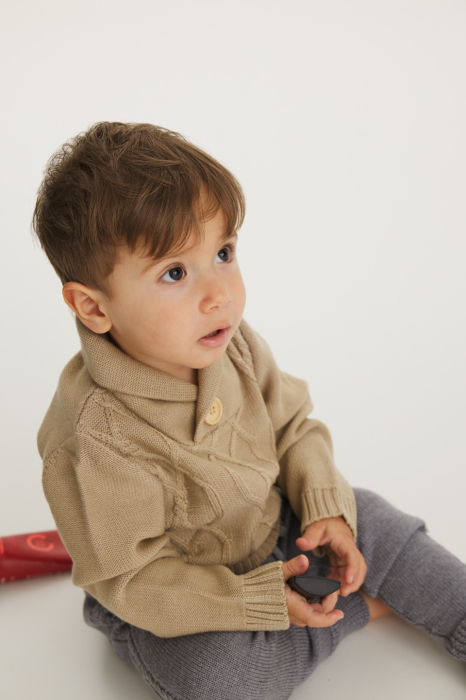 Pulover Victor Bej din lână merinos [5]