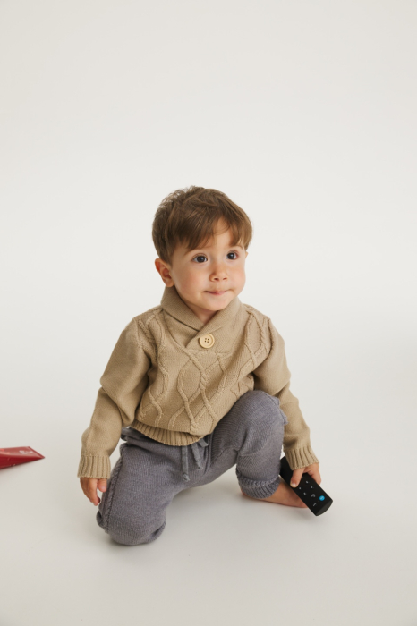 Pulover Victor Bej din lână merinos [3]