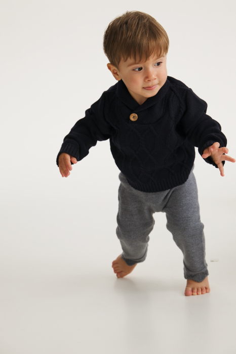 Pulover Victor Bleumarin din lână merinos [3]