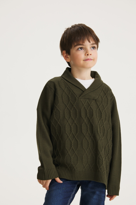 Pulover Victor Kaki din lână merinos [3]