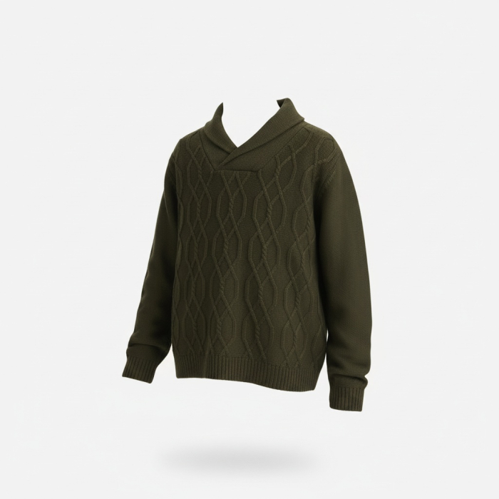 Pulover Victor Kaki din lână merinos [5]