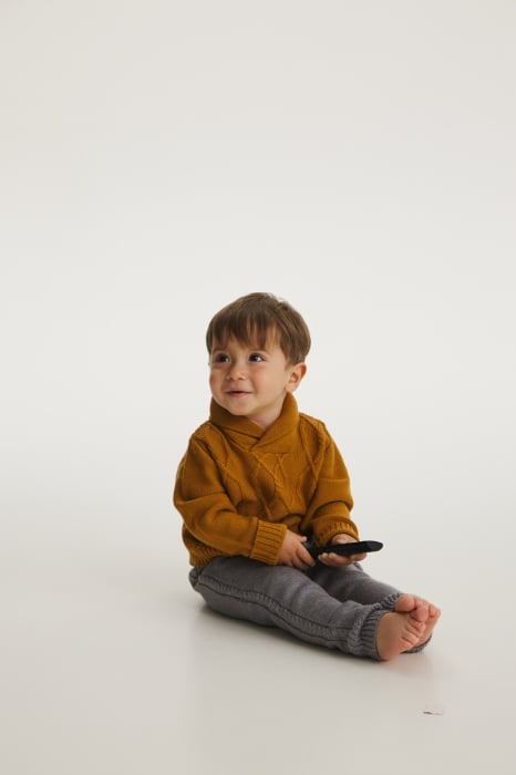 Pulover Victor Nocciola din lână merinos [3]