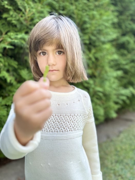 Rochița Briana Albă din lână merinos [2]