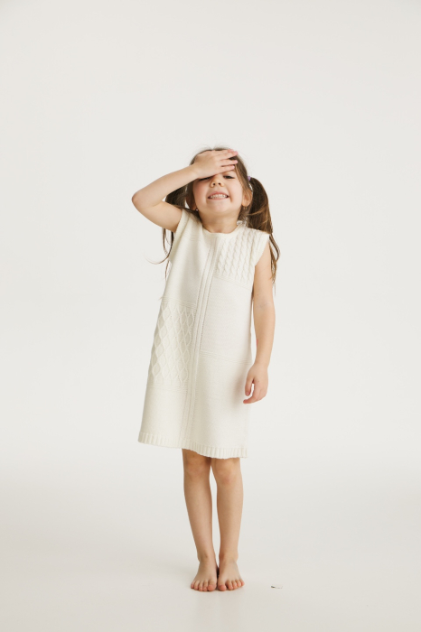 Dress Ingrid in White merino wool [4]