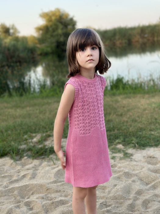 Rochița Scoica Roz tricotată din bumbac [4]