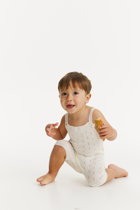 Salopeta Baby B Albă din Vâscoză și Merino [6]