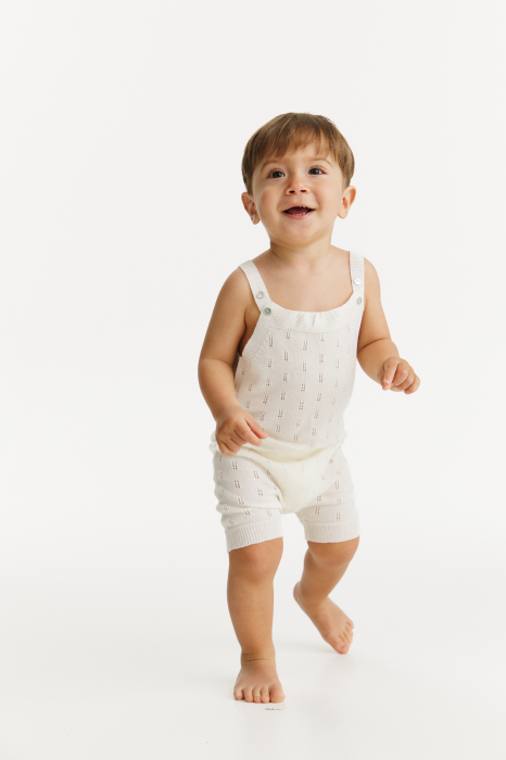 Salopeta Baby B Albă din Vâscoză și Merino [5]