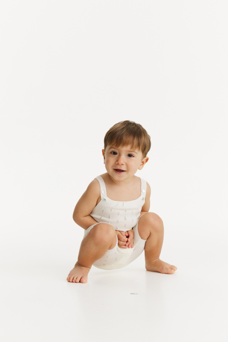 Salopeta Baby B Albă din Vâscoză și Merino [3]