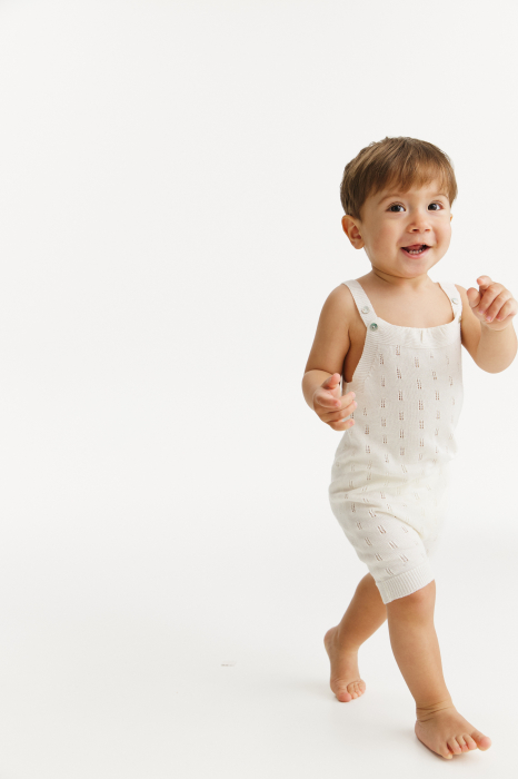 Salopeta Baby B Albă din Vâscoză și Merino [4]