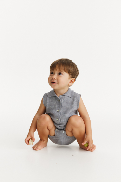 Salopeta Baby G Gri din Vâscoză și Merino [2]