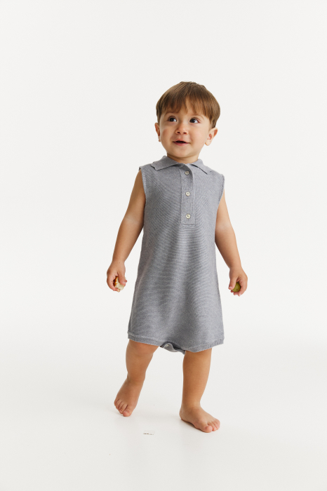 Salopeta Baby G Gri din Vâscoză și Merino [4]