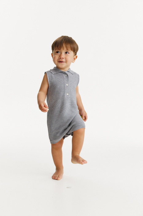 Salopeta Baby G Gri din Vâscoză și Merino [3]