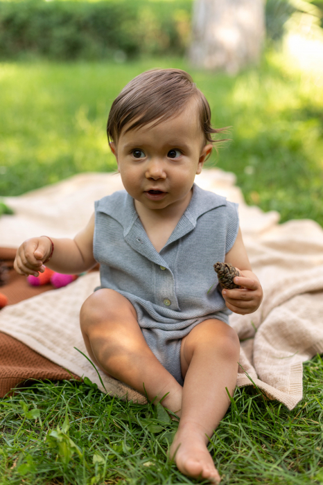 Salopeta Baby G Gri din Vâscoză și Merino [4]
