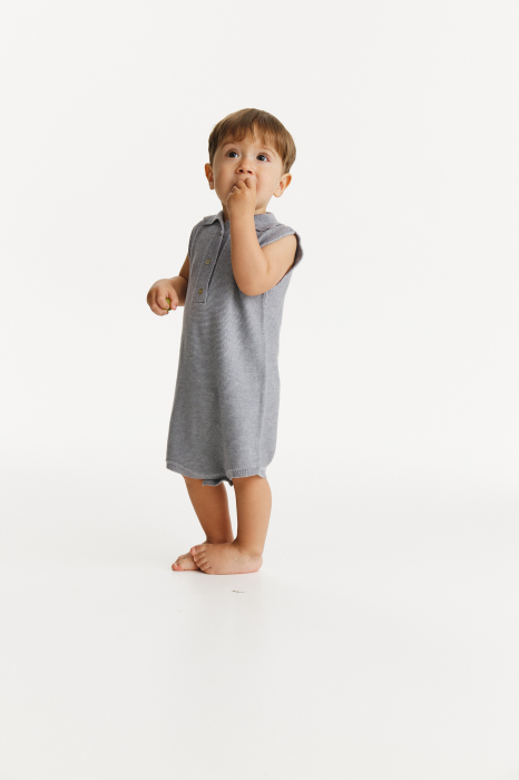 Salopeta Baby G Gri din Vâscoză și Merino [5]