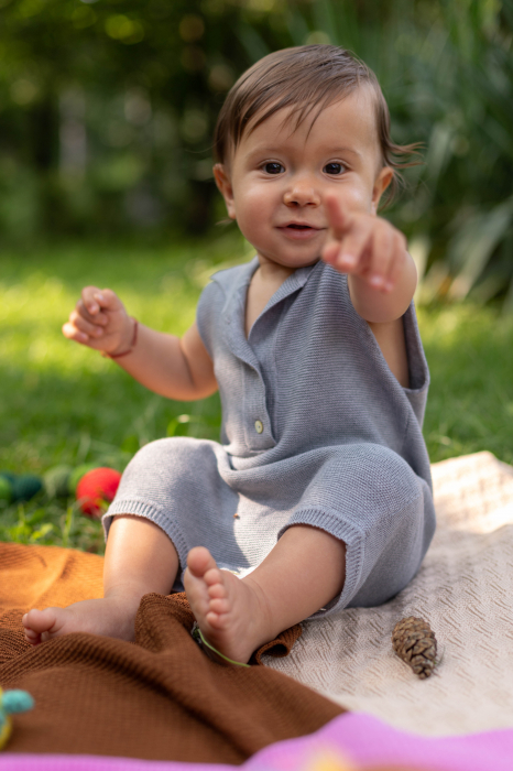 Salopeta Baby G Gri din Vâscoză și Merino [1]