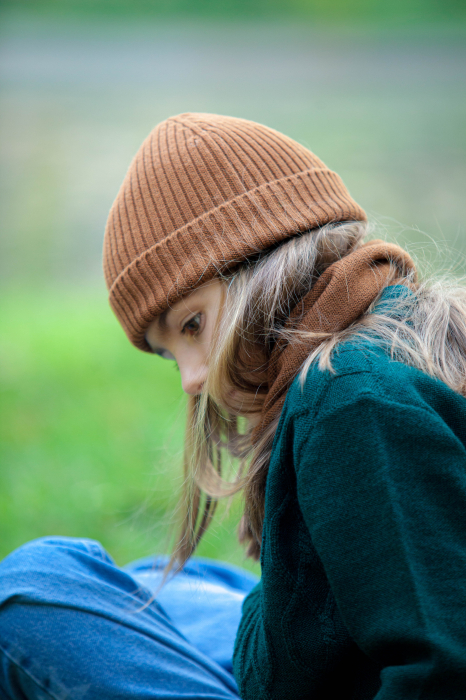 Set căciulă Rib și tub maro din lână merinos [4]