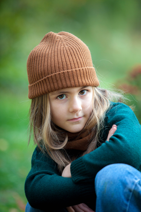 Set căciulă Rib și tub maro din lână merinos [3]