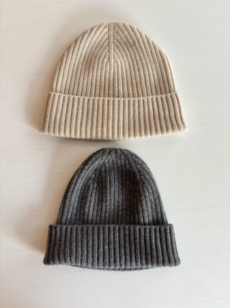 Accesorii - Căciulă Rib gri din cașmir pentru adulți