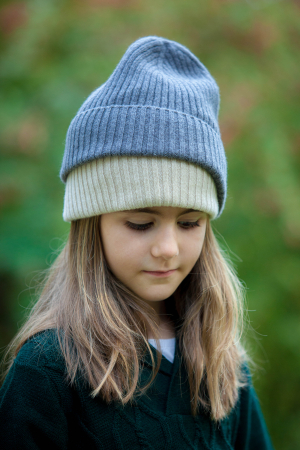 Căciulă Rib gri din cașmir pentru copii [4]