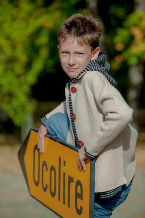 Băieți - Cămașă Milo bej din lână merinos