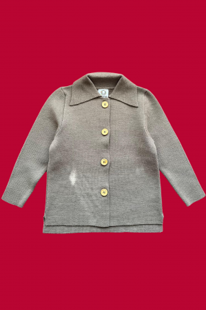 Girls - Cardigan Milo in Khaki merino wool
