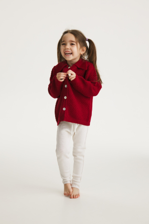 Băieți - Cardigan Agy Zmeură din lână merinos