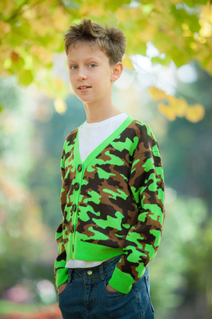 Fetițe - Cardigan Army Neon