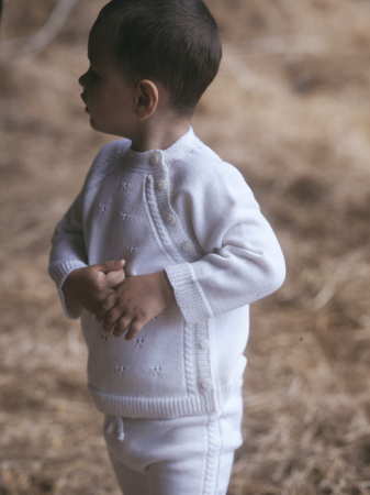 Cardigan Noah Alb din lână merinos [2]