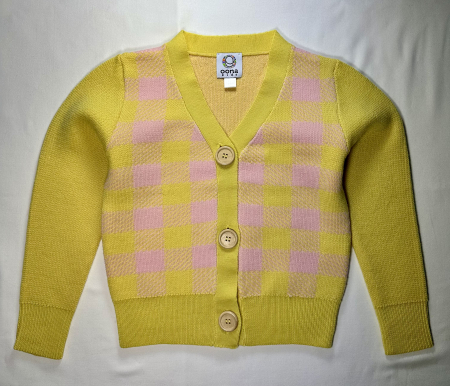 Cardigan Jacquard Roz-Galben din lână merinos [6]