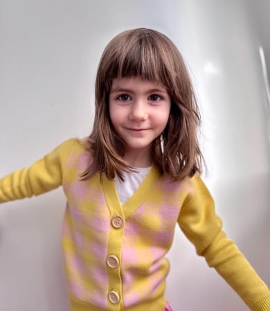 Cardigan Jacquard Roz-Galben din lână merinos [4]