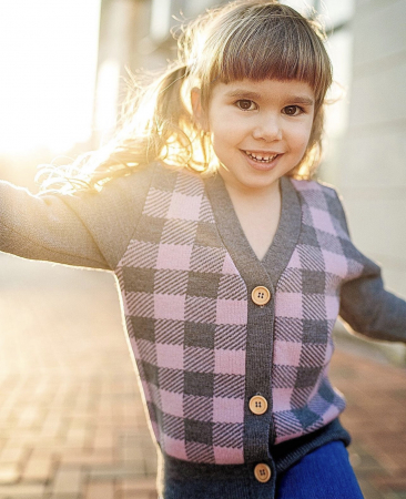 Cardigan Jacquard Roz-Gri din lână merinos [1]