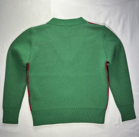 Cardigan Jacquard Verde-Ciclam din lână merinos [6]