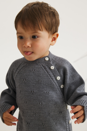 2-5 yrs - Sweater Noah in Grey merino wool