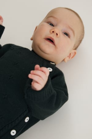 Pulovere și cardigane - Cardigan Noah Verde din lână merinos