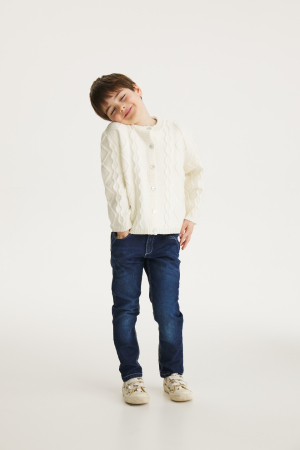 Bebe - Cardigan Nostalgia Alb din lână merinos