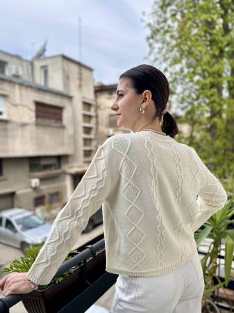 Eu & Mama - Cardigan Nostalgia Alb pentru adulți