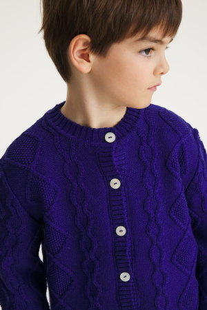 Băieți - Cardigan Nostalgia Albastru din lână merinos