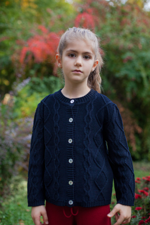 Băieți - Cardigan Nostalgia Bleumarin din lână merinos