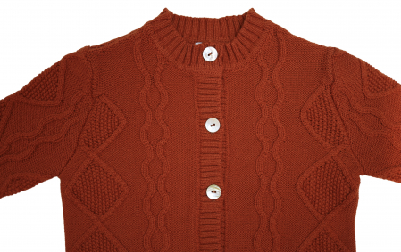 Cardigan Nostalgia Portocaliu din lână merinos [6]