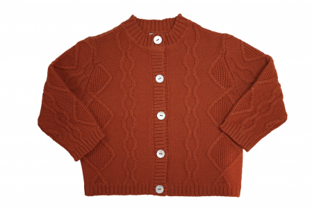 Cardigan Nostalgia Portocaliu din lână merinos [5]